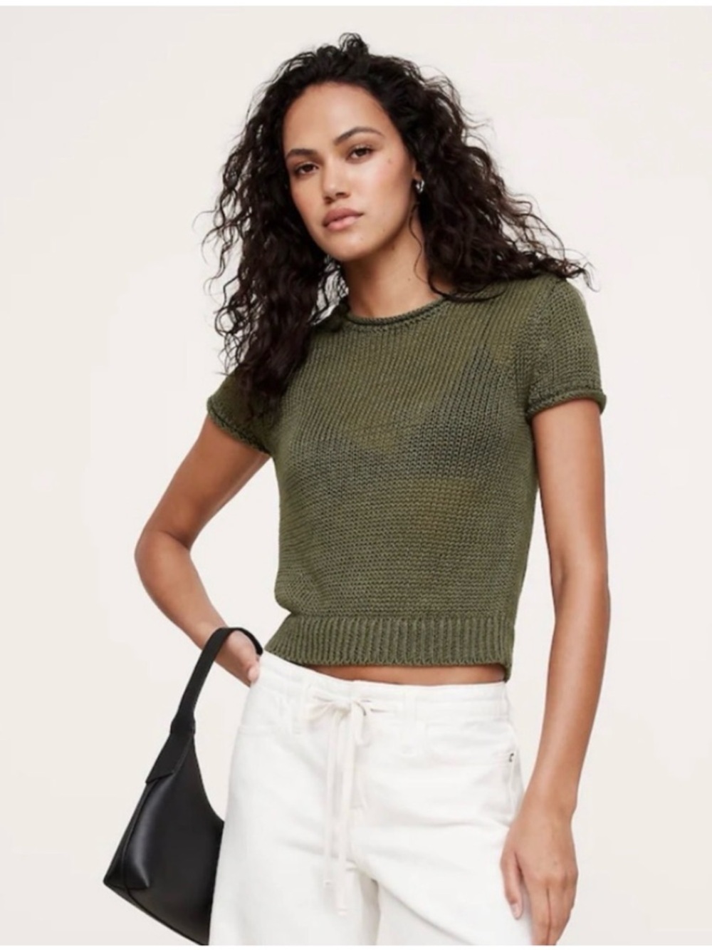 Banana Republic Olive Green Short-Sleeve Knit Top